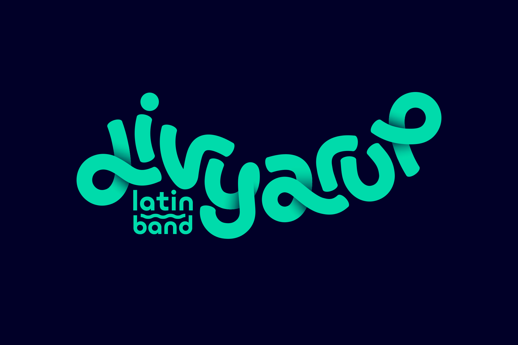 Divarup Latin Band groovy dancing logotype in green on navy