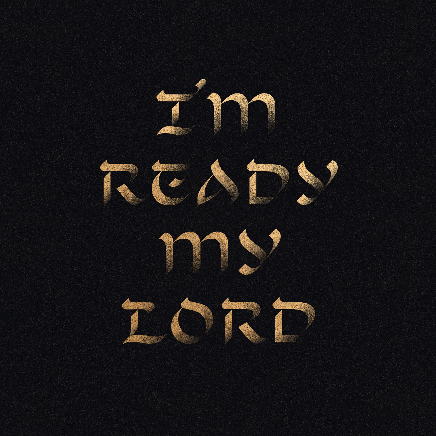 You want it darker vinyl cover with hand-written biblical inspired script in gold on black